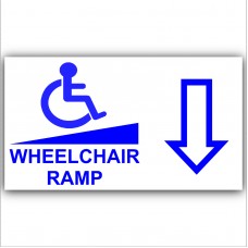 1 x Wheelchair Ramp-Down-Self Adhesive Vinyl Sticker-Disabled,Disability,Wheelchair Sign 